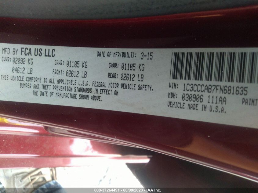 2015 CHRYSLER 200 LIMITED - 1C3CCCAB7FN681635