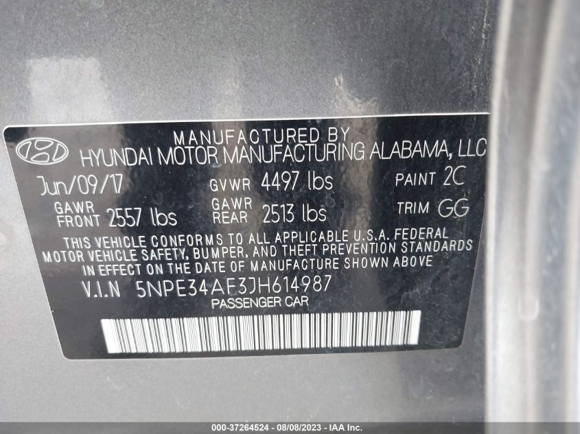 2018 HYUNDAI SONATA LIMITED - 5NPE34AF3JH614987