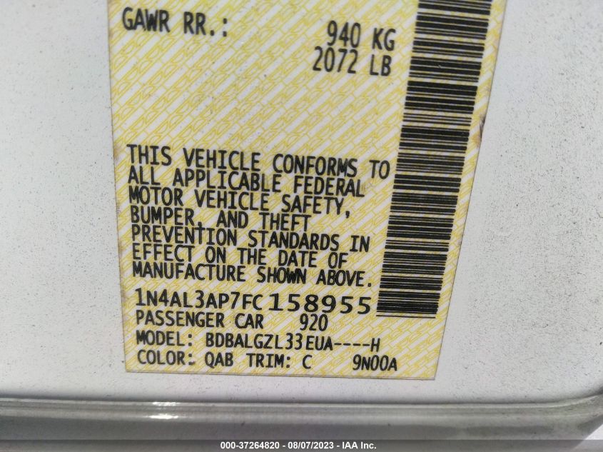 2015 NISSAN ALTIMA 2.5 S - 1N4AL3AP7FC158955