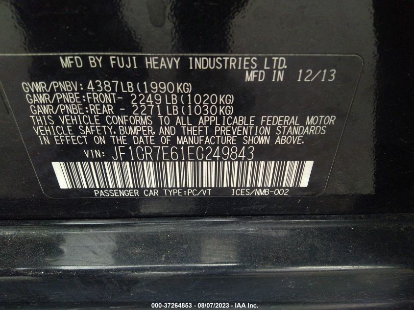 2014 SUBARU IMPREZA WAGON WRX WRX PREMIUM JF1GR7E61EG249843