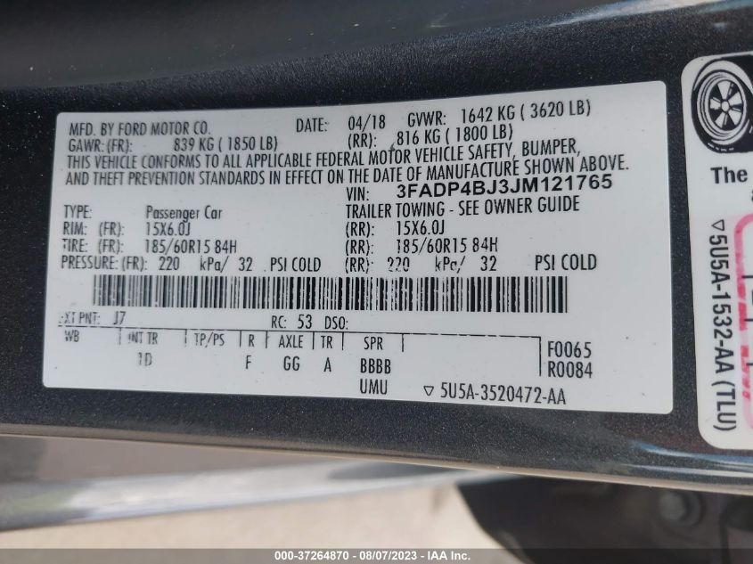2018 FORD FIESTA SE - 3FADP4BJ3JM121765
