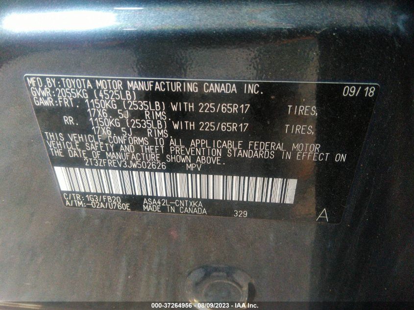 2018 TOYOTA RAV4 LE - 2T3ZFREV3JW502626