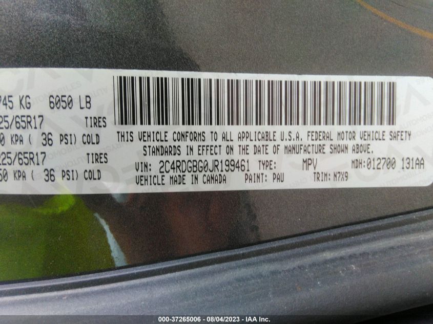 2018 DODGE GRAND CARAVAN SE PLUS - 2C4RDGBG0JR199461