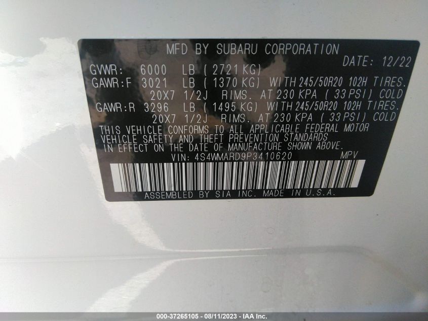 2023 SUBARU ASCENT TOURING - 4S4WMARD9P3410620