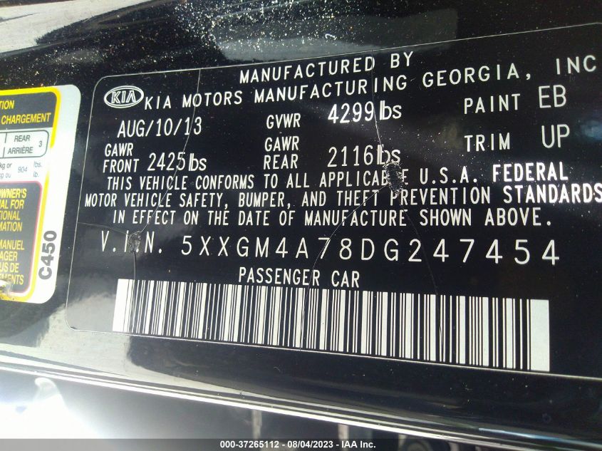 2013 KIA OPTIMA LX - 5XXGM4A78DG247454