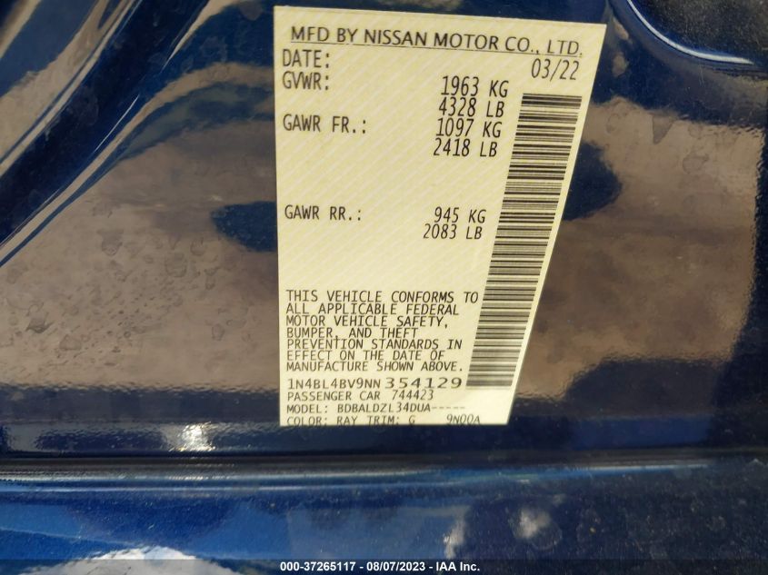 2022 NISSAN ALTIMA 2.5 S - 1N4BL4BV9NN354129