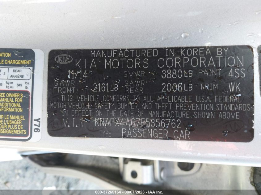 2015 KIA FORTE LX - KNAFX4A67F5356762