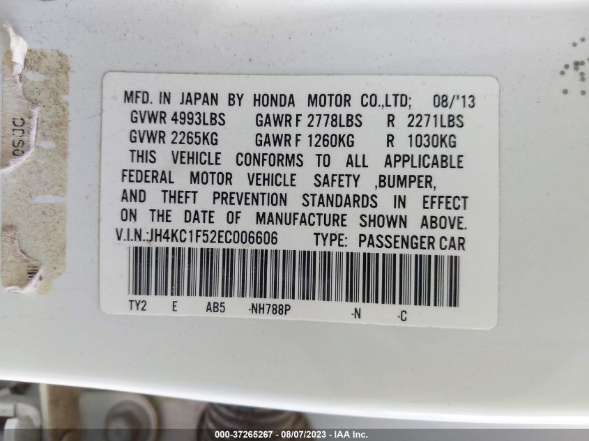 2014 ACURA RLX TECH PKG - JH4KC1F52EC006606