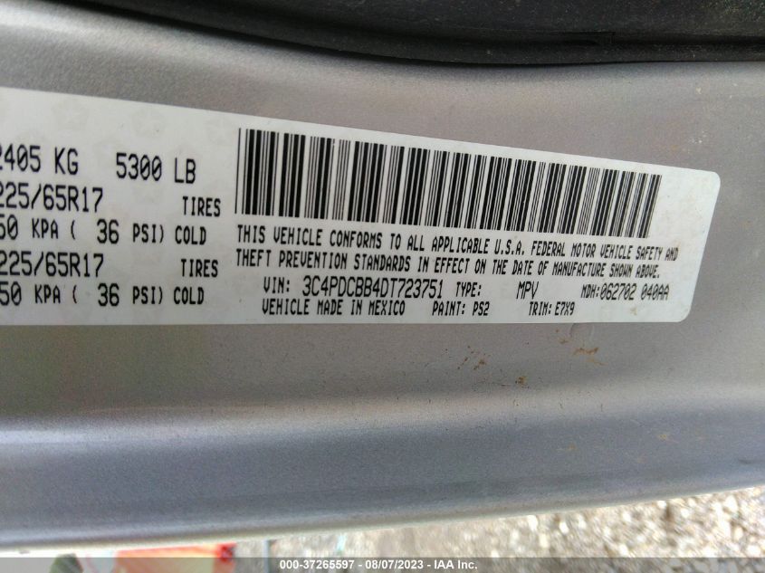 2013 DODGE JOURNEY SXT - 3C4PDCBB4DT723751