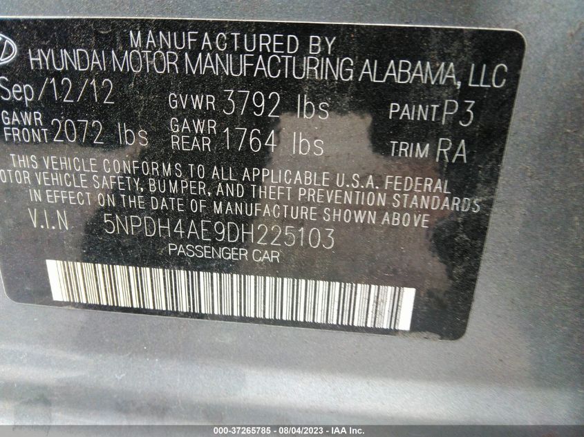 2013 HYUNDAI ELANTRA GLS - 5NPDH4AE9DH225103