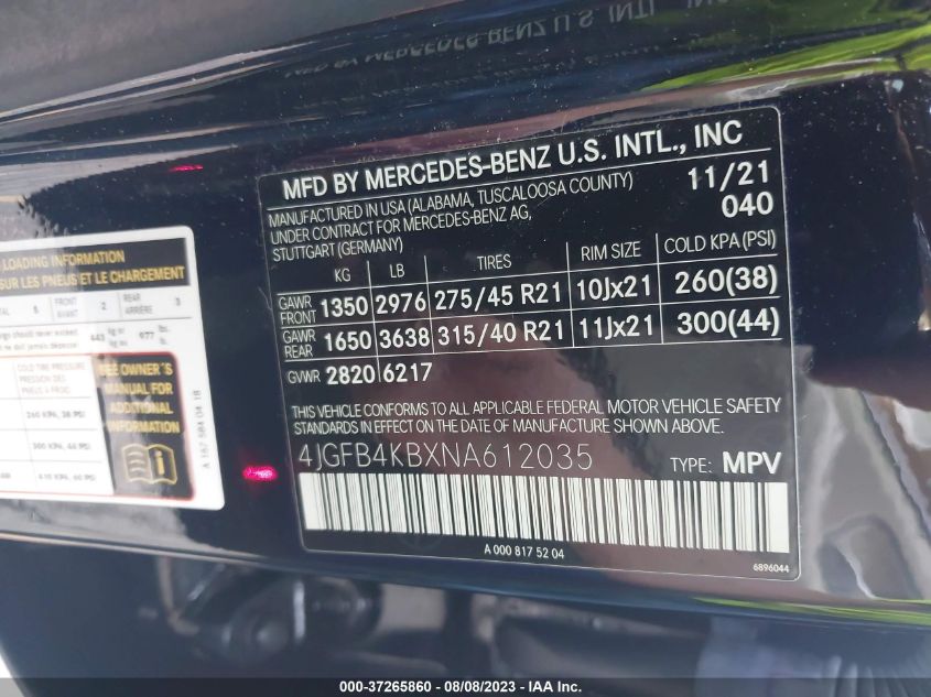 2022 MERCEDES-BENZ GLE GLE 350 4JGFB4KBXNA612035