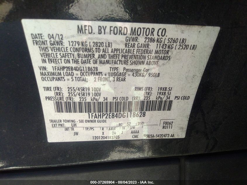 2013 FORD TAURUS SEL - 1FAHP2E84DG118628