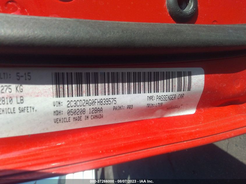 2015 DODGE CHALLENGER SXT - 2C3CDZAG0FH839575