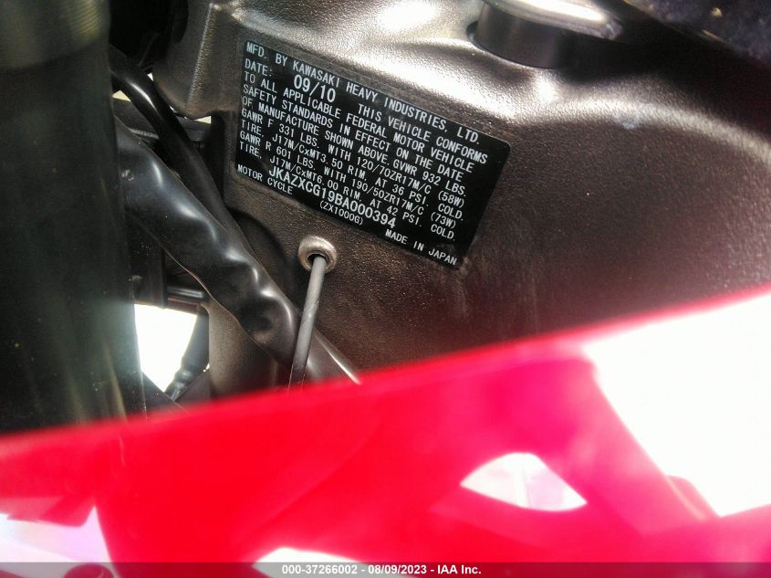 2011 KAWASAKI ZX1000 G JKAZXCG19BA000394