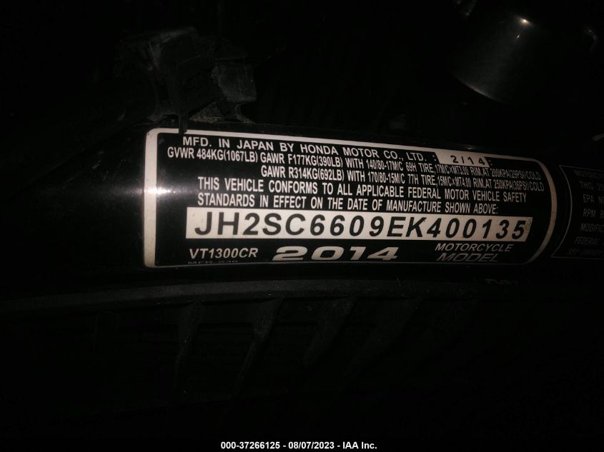 2014 HONDA VT1300 CR JH2SC6609EK400135