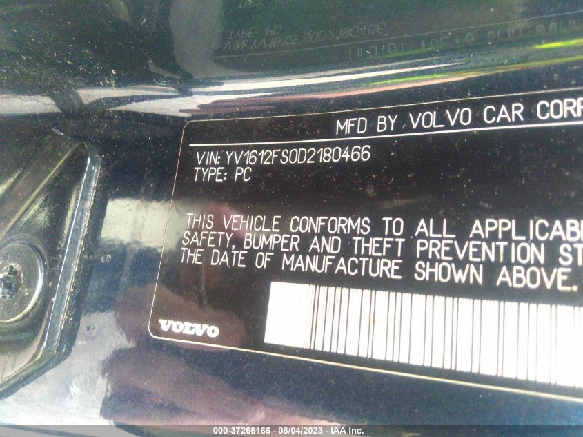2013 VOLVO S60 T5 - YV1612FS0D2180466