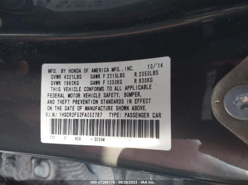 2015 HONDA ACCORD SPORT - 1HGCR2F52FA052767