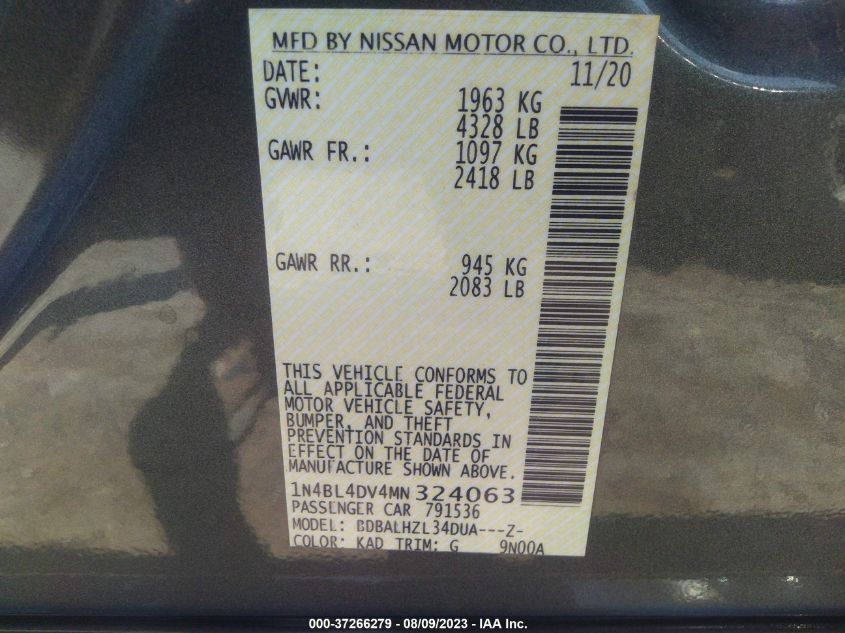 2021 NISSAN ALTIMA 2.5 SV - 1N4BL4DV4MN324063