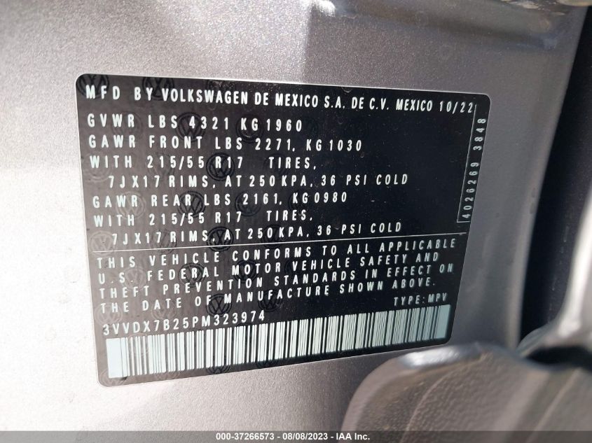 2023 VOLKSWAGEN TAOS S - 3VVDX7B25PM323974