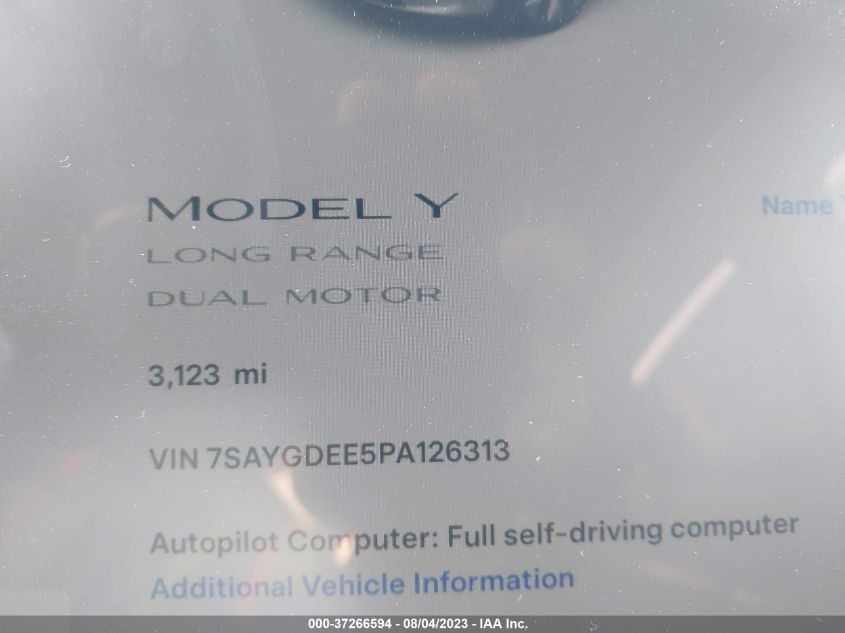 2023 TESLA MODEL Y - 7SAYGDEE5PA126313
