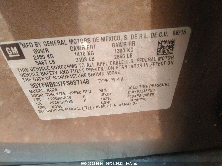 2015 CADILLAC SRX LUXURY COLLECTION - 3GYFNBE37FS637148