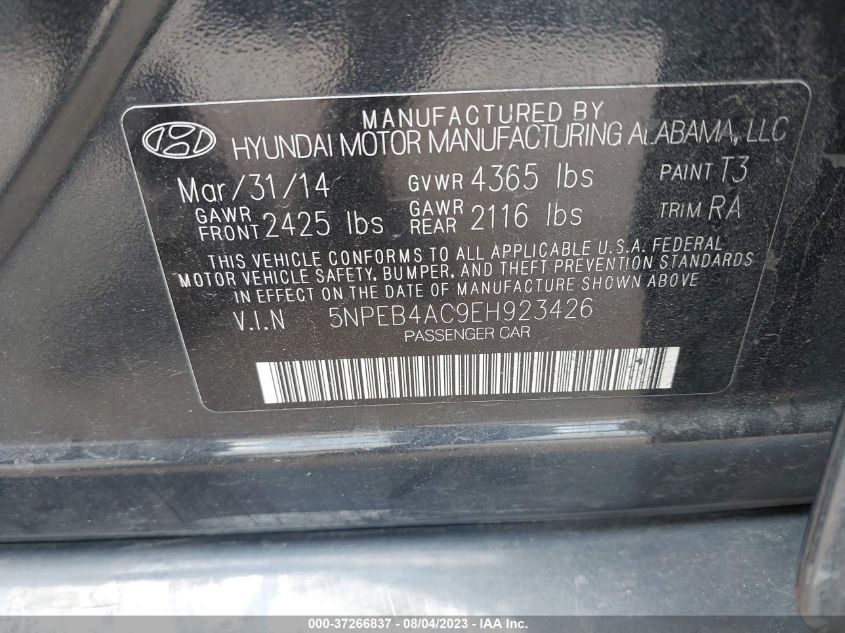 2014 HYUNDAI SONATA GLS - 5NPEB4AC9EH923426