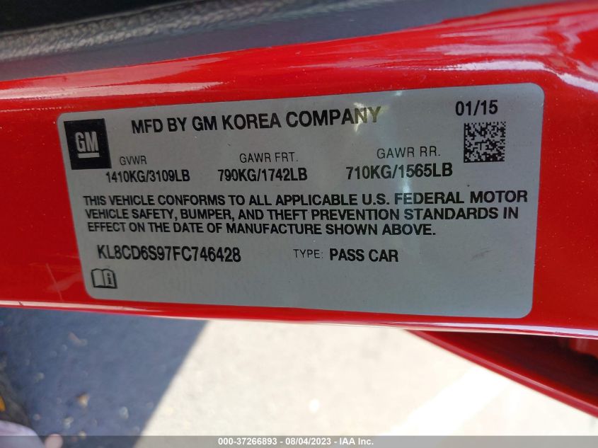 2015 CHEVROLET SPARK 1LT - KL8CD6S97FC746428