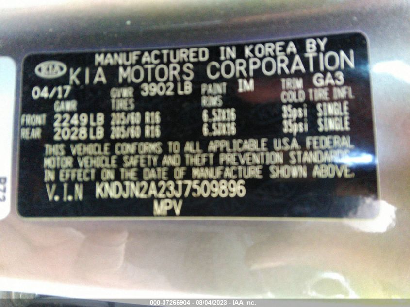 2018 KIA SOUL BASE - KNDJN2A23J7509896