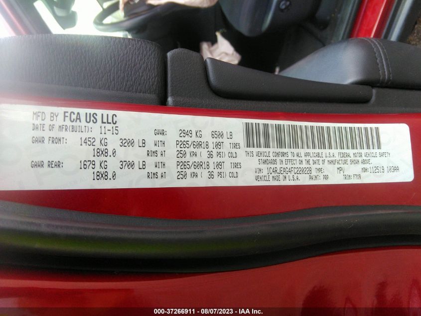 2015 JEEP GRAND CHEROKEE LAREDO - 1C4RJEAG4FC220228