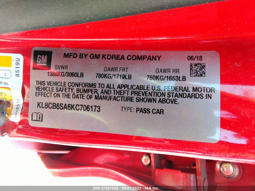 2019 CHEVROLET SPARK LS - KL8CB6SA6KC706173