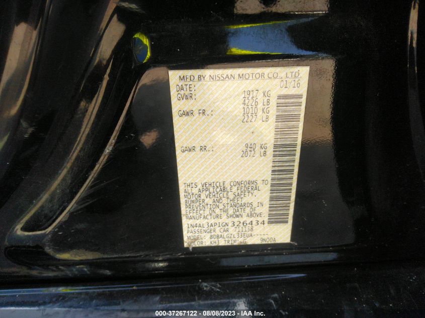 2016 NISSAN ALTIMA 2.5 - 1N4AL3AP1GN326434