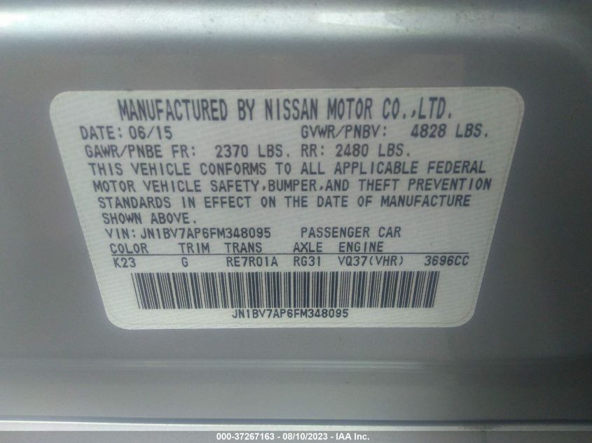 2015 INFINITI Q50 PREMIUM - JN1BV7AP6FM348095
