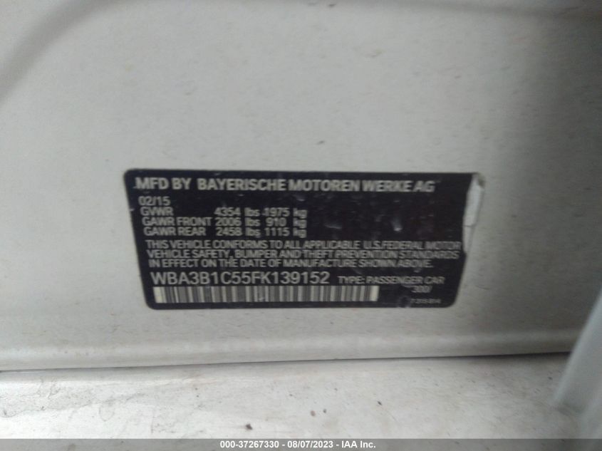 2015 BMW 3 SERIES 320I - WBA3B1C55FK139152