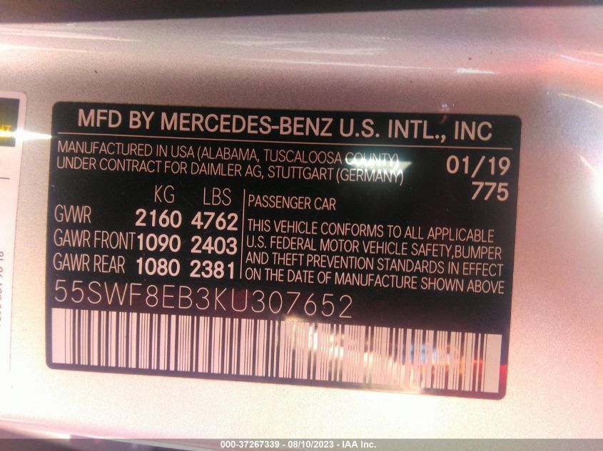 2019 MERCEDES-BENZ C-CLASS C 300 - 55SWF8EB3KU307652