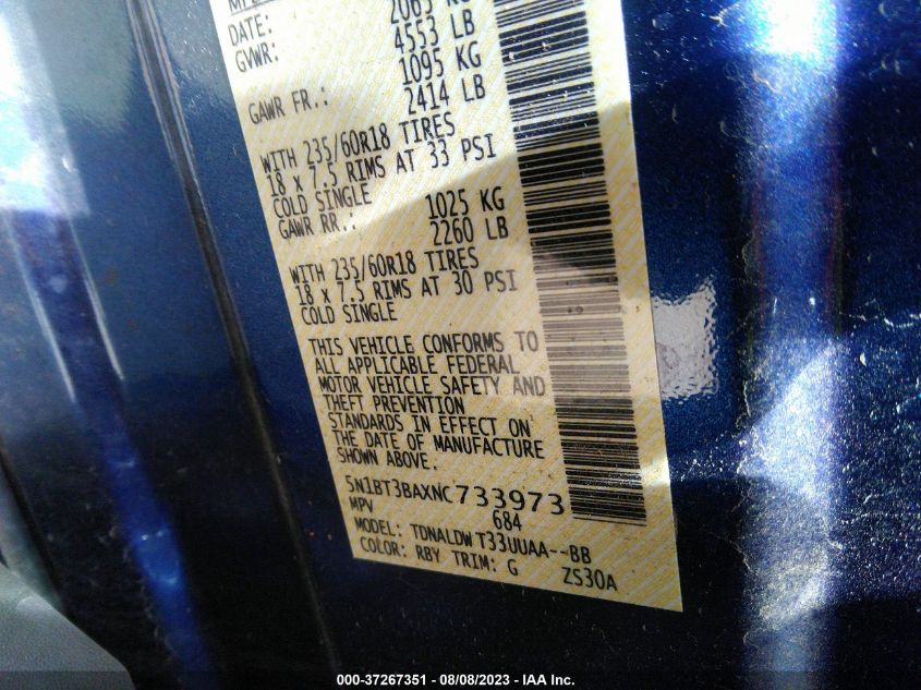 2022 NISSAN ROGUE SV - 5N1BT3BAXNC733973