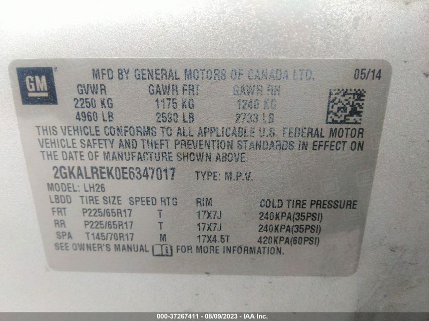 2014 GMC TERRAIN SLE - 2GKALREK0E6347017