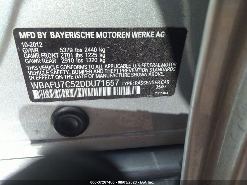 2013 BMW 5 SERIES 535I XDRIVE - WBAFU7C52DDU71657