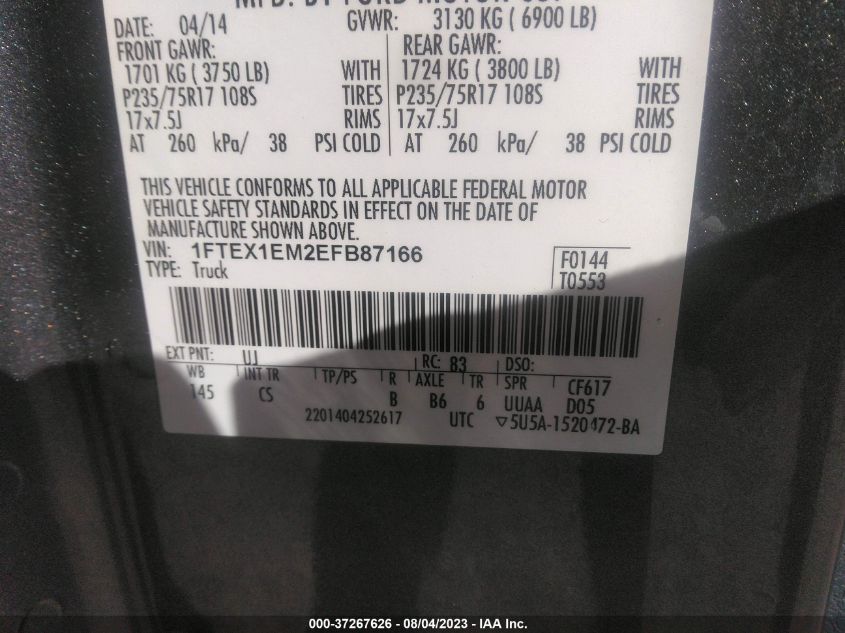 2014 FORD F-150 XL/STX/XLT - 1FTEX1EM2EFB87166