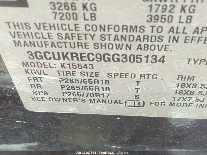 2016 CHEVROLET SILVERADO 1500 LT - 3GCUKREC9GG305134