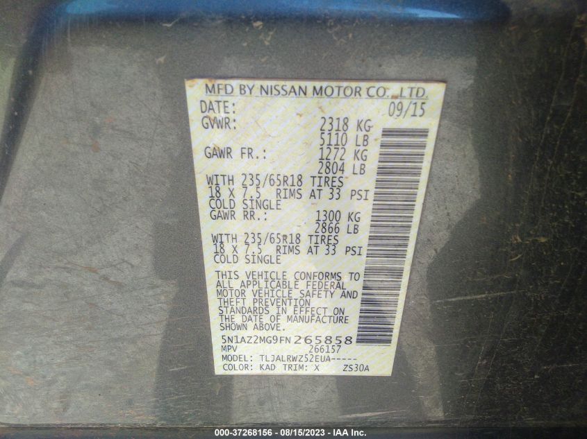 2015 NISSAN MURANO SL - 5N1AZ2MG9FN265858