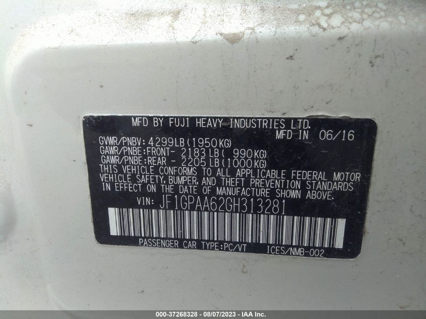2016 SUBARU IMPREZA WAGON 2.0I - JF1GPAA62GH313281