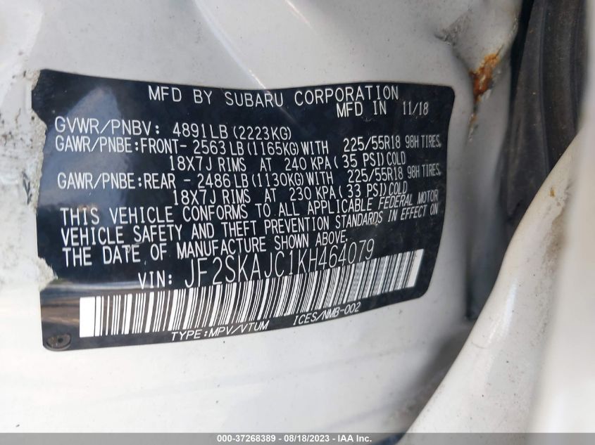 2019 SUBARU FORESTER SPORT - JF2SKAJC1KH464079