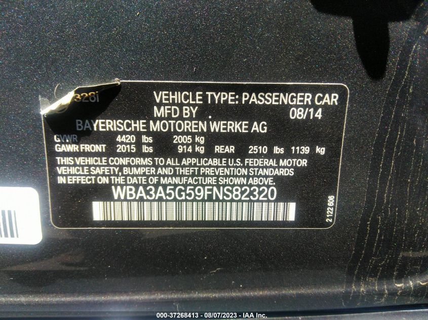 2015 BMW 3 SERIES 328I - WBA3A5G59FNS82320
