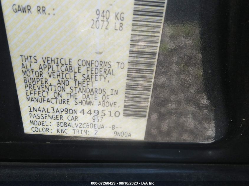 2013 NISSAN ALTIMA 2.5 SL - 1N4AL3AP9DN449510