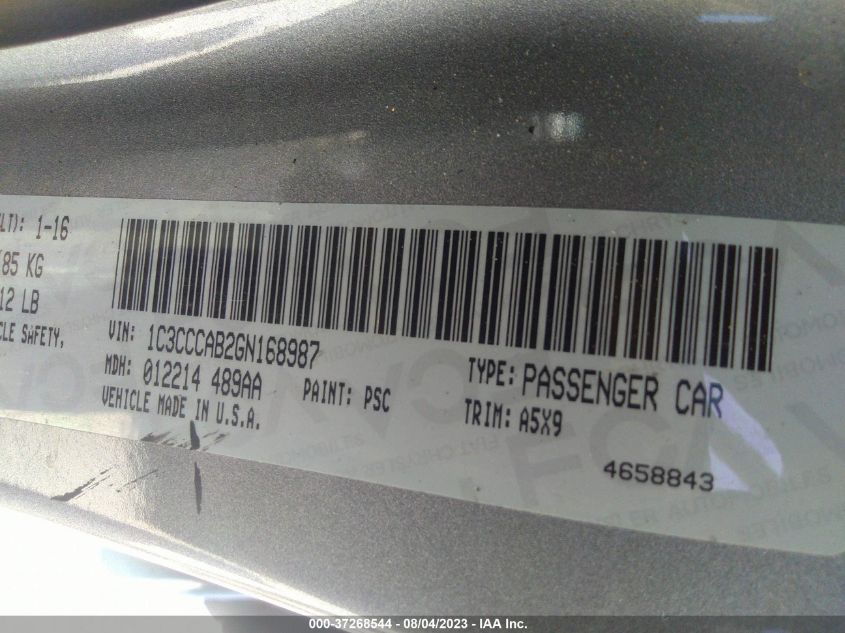 2016 CHRYSLER 200 LIMITED - 1C3CCCAB2GN168987