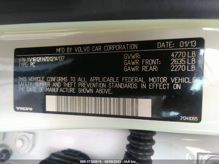 2013 VOLVO S60 T5 - YV1612FH7D1214137