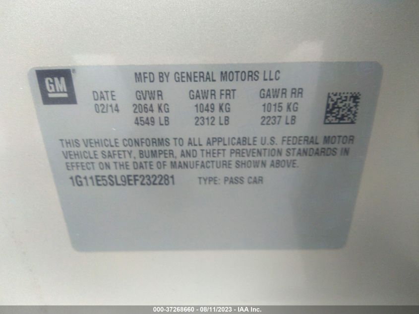 2014 CHEVROLET MALIBU LT - 1G11E5SL9EF232281