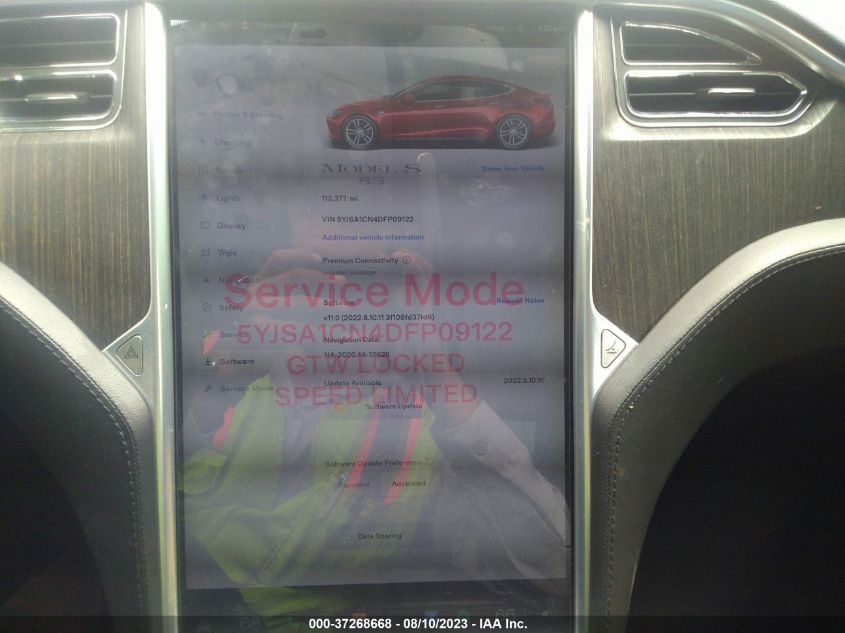 2013 TESLA MODEL S - 5YJSA1CN4DFP09122