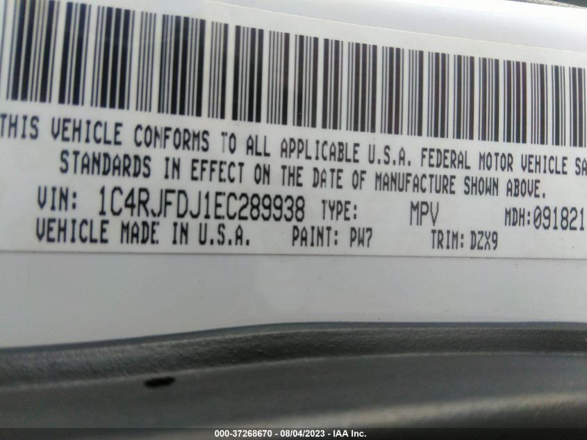 2014 JEEP GRAND CHEROKEE SRT8 - 1C4RJFDJ1EC289938