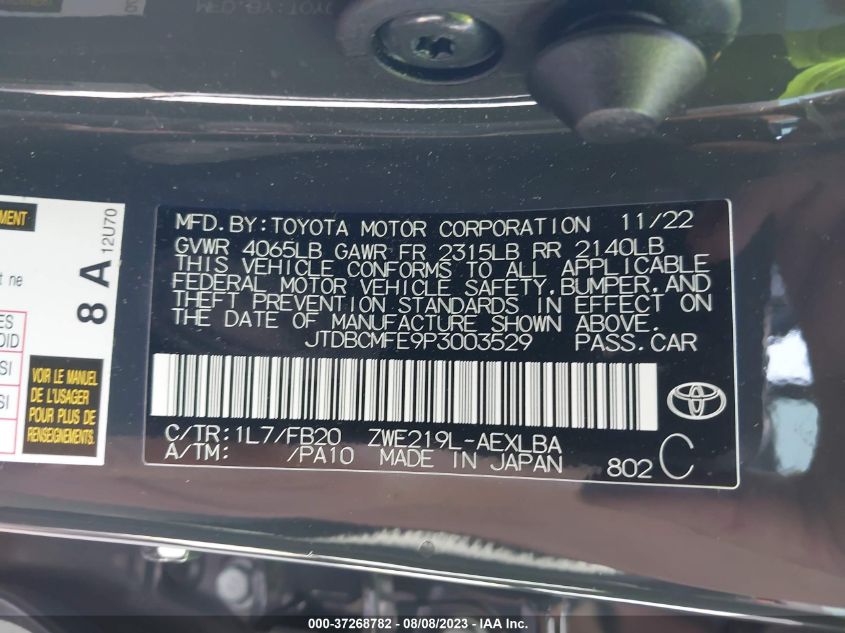 2023 TOYOTA COROLLA LE/SE/XLE - JTDBCMFE9P3003529